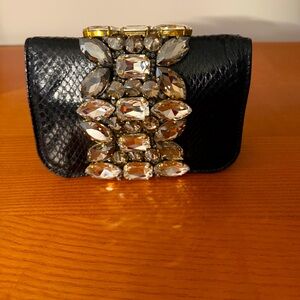 Black Crystal Embellished Clutch